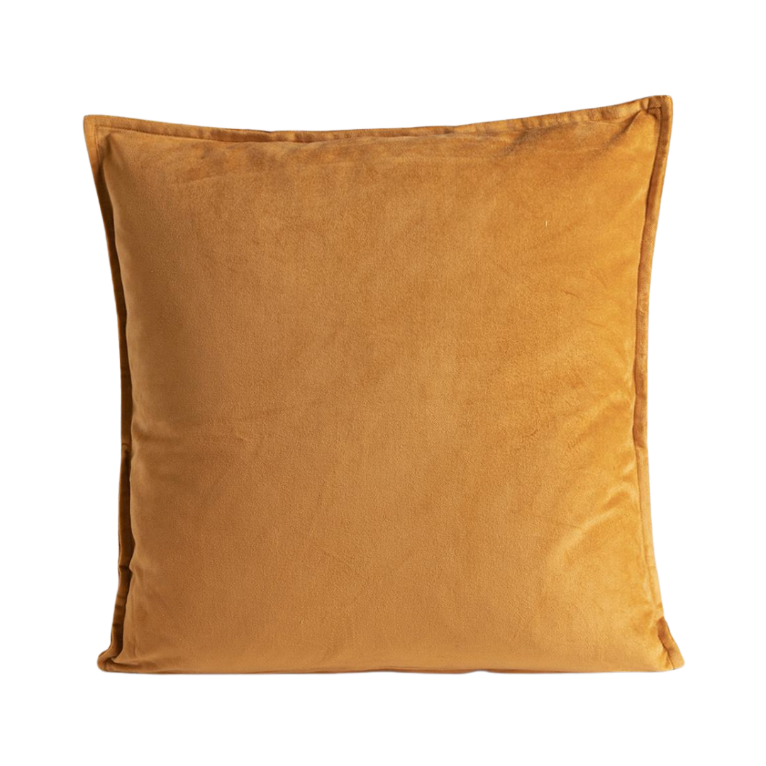 Vester Square Cushion - Warm Orange Velvet - Piping Edge - 50 x 50cm