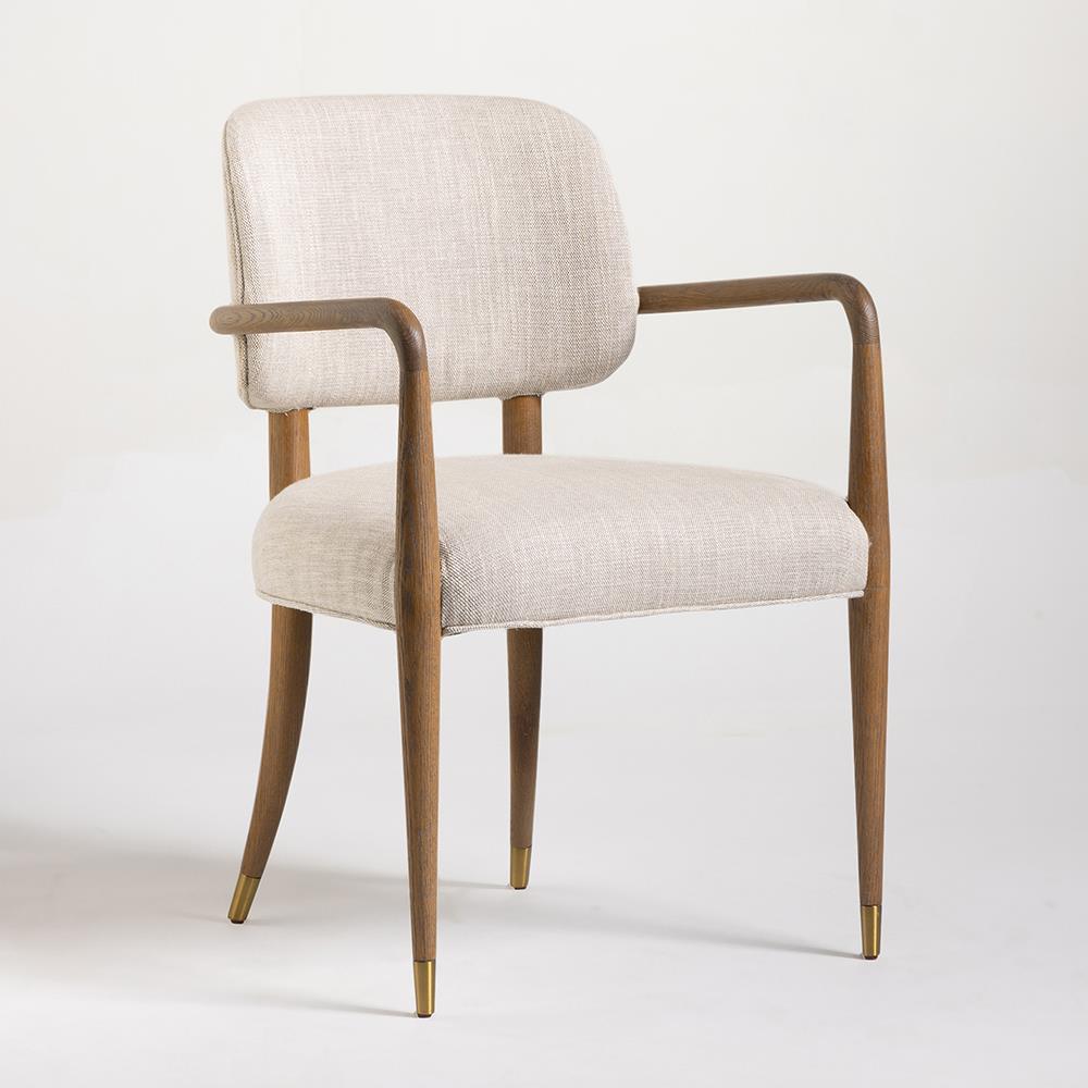 Granada Armchair - Greige Linen Seat - Light Brown Solid Oak Frame