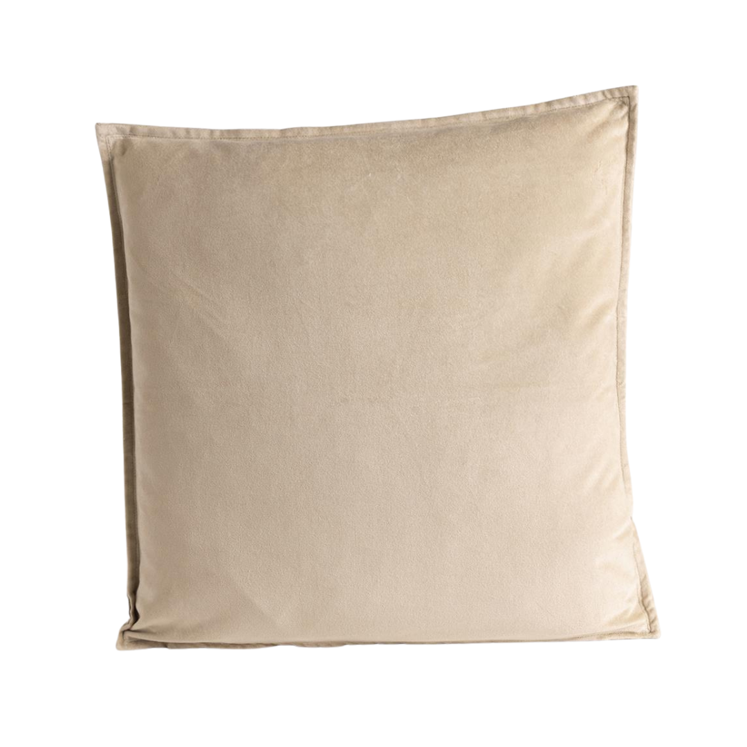 Vester Square Cushion - Warm Sand Velvet - Piping Edge - 50 x 50cm