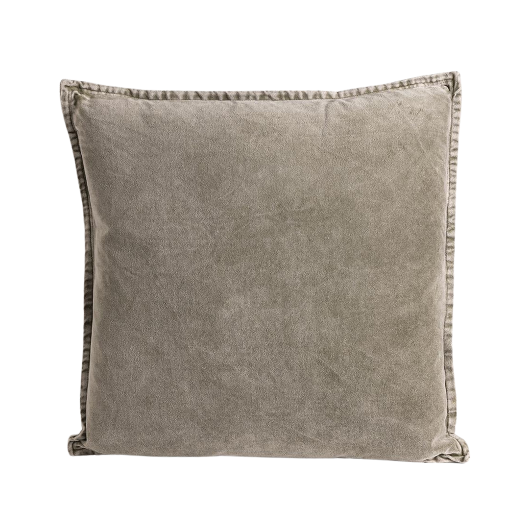 Vester Square Cushion - Stonewashed Ash Velvet - Piping Edge - 50 x 50cm