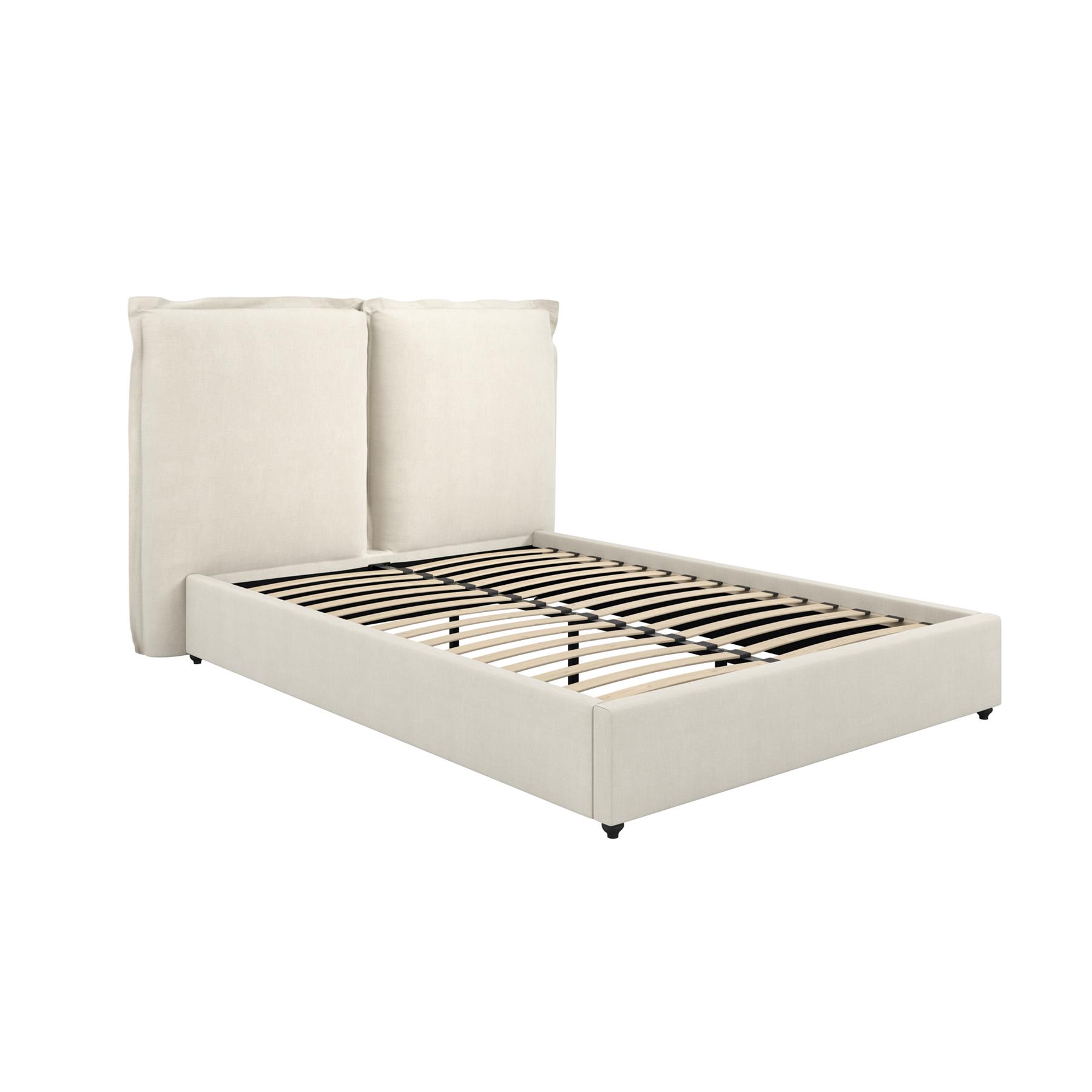 Oasis King Size Bed Frame - Ivory Linen Blend Fabric - Padded Headboard