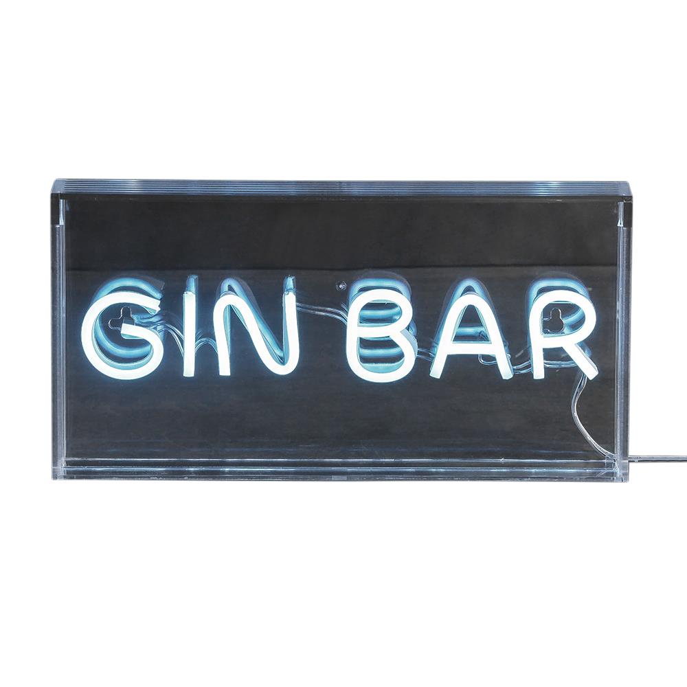 Neon Sign Acrylic Light Box - Blue - Gin Bar
