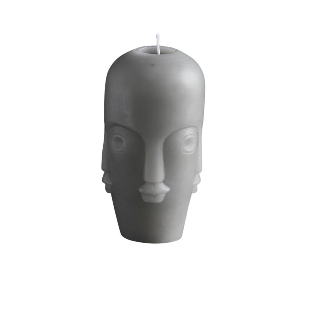 Tozi Wax Candle - Tribal Head Design - Small - Grey