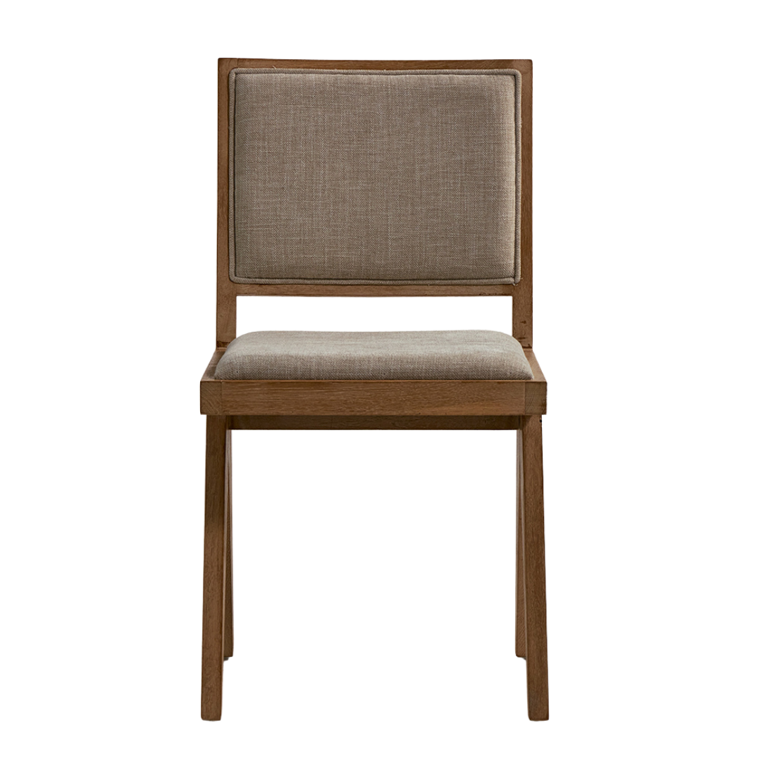 Dimo Dining Chair - Grey Fabric Seat - Ashy Brown Oak Solid Frame