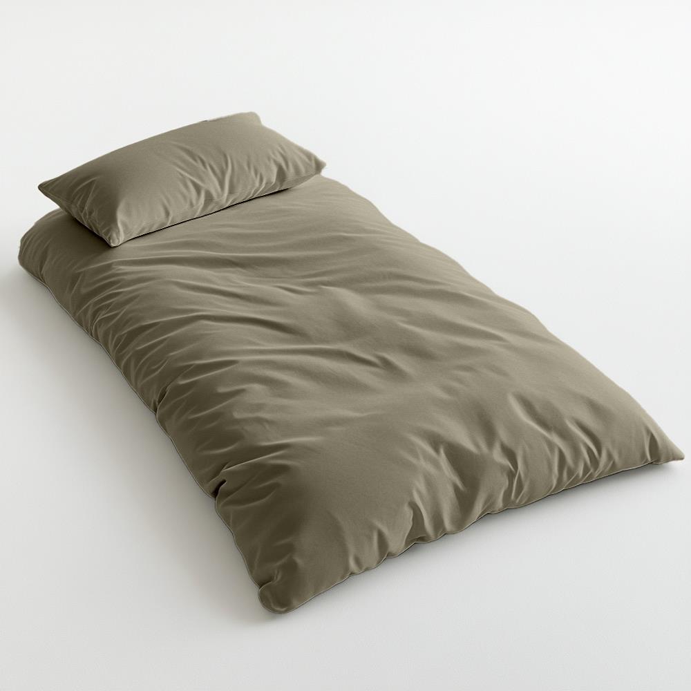 One Thirty Five Moss Green Muslin Cotton Single Duvet Cover & Pillowcase Set