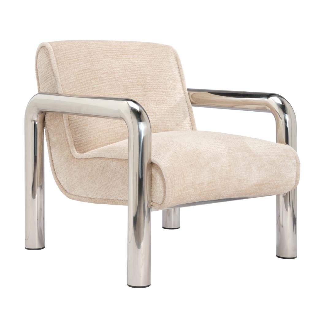 OTI Haider Armchair - Shortbread Textured Seat - Chrome Accent Frame
