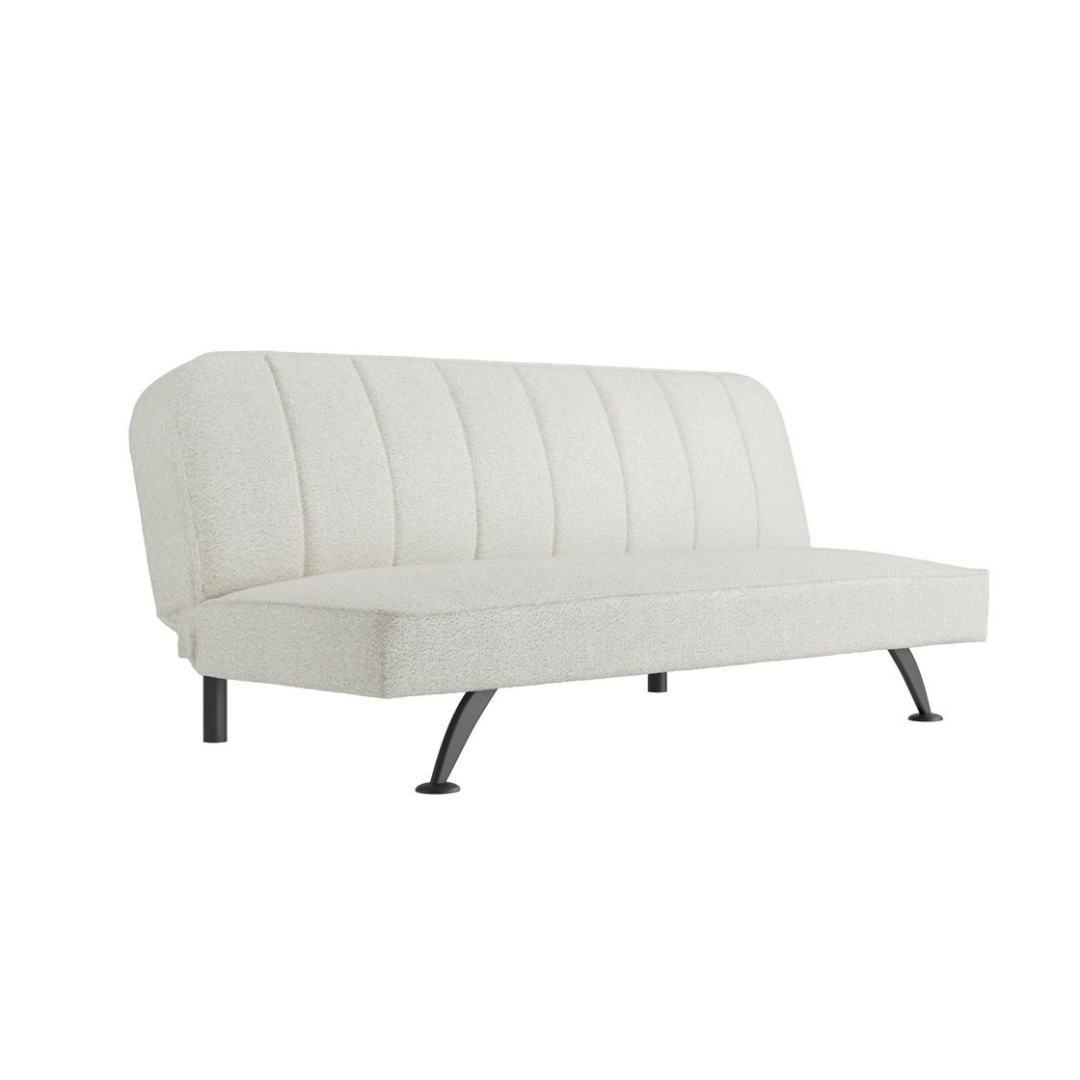 Blair Sofa Bed - Cream Ivory Boucle Seat - Matt Black Metal Legs
