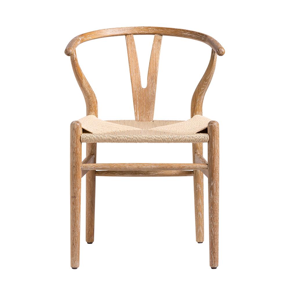 Mid-Century Scandi Dining Chair - Brown Ashy Oak Frame - Natural Seat
