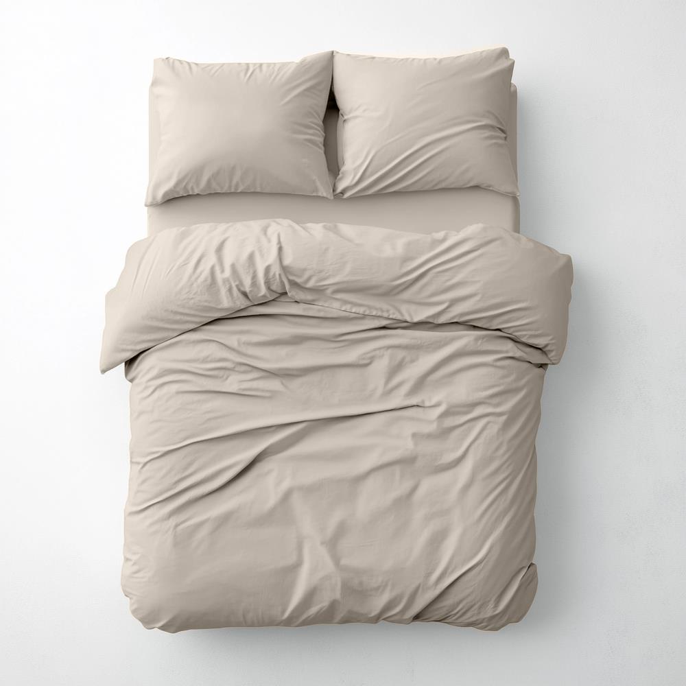 Duvet Cover & Pillowcase Set - Natural Stone - Washed Cotton - Double