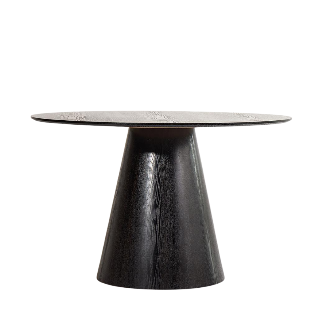 Hansen Pedestal Dining Table - Black Wood Effect Round Top - 120cm x 75cm