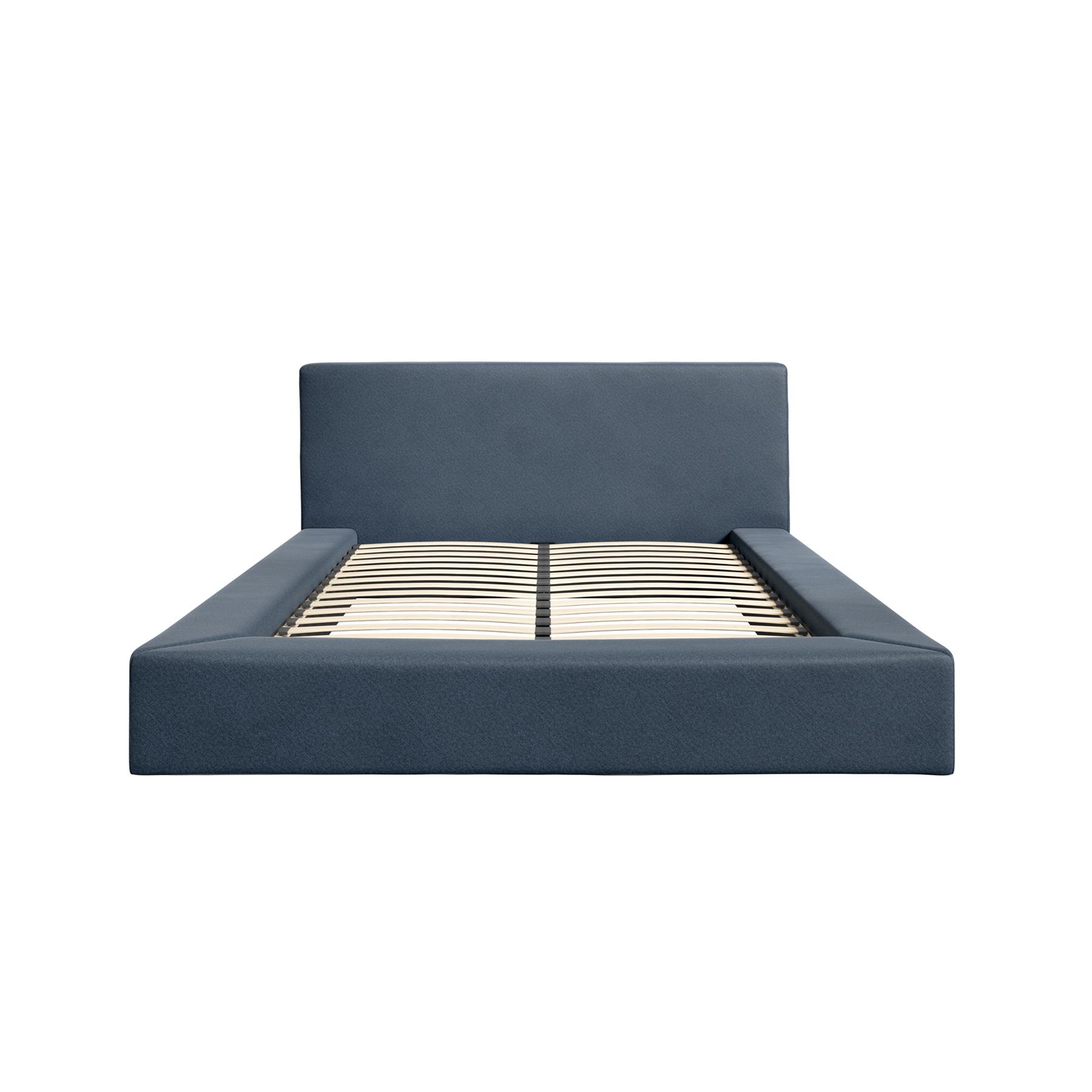 Serenity Double Bed Frame - Ink Blue Weave - Low-Profile Extra-Wide Base