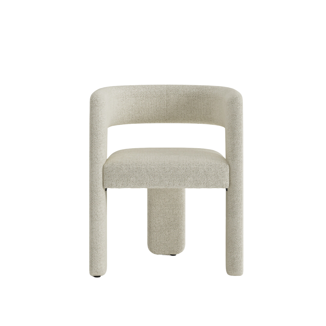 Duarte Dining Chair - Fully Upholstered Greige Fabric - Three-legged Frame