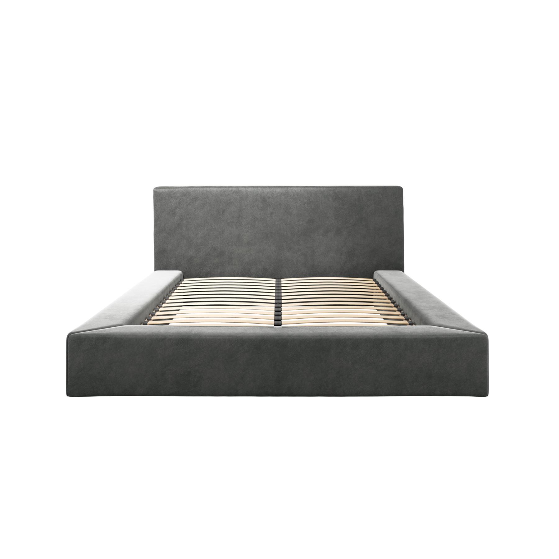 Serenity Double Bed Frame - Dapple Grey Velvet - Low-Profile Extra-Wide Base