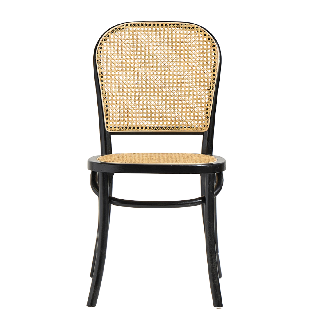 Luca Dining Chair - Natural Rattan Cane Seat - Black Beech Frame