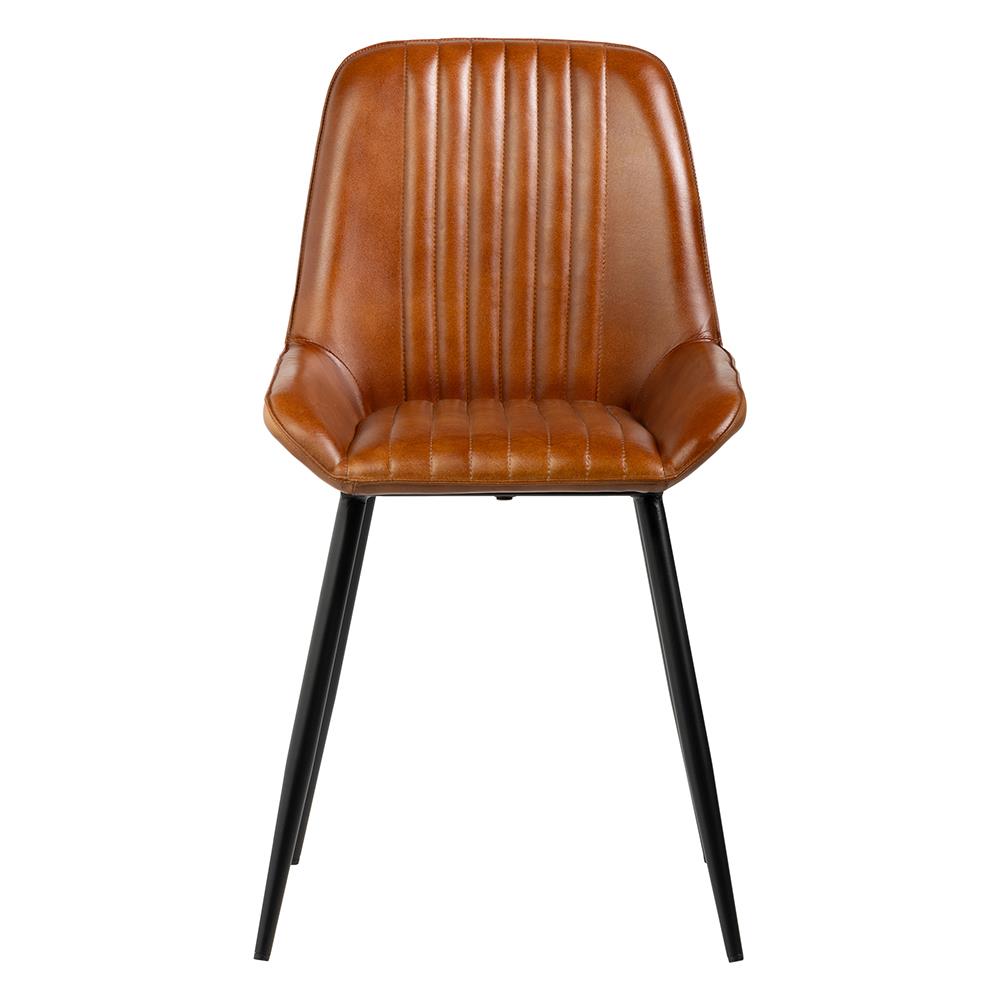 Brooklyn Dining Chair - Tan Leather Seat - Black Base