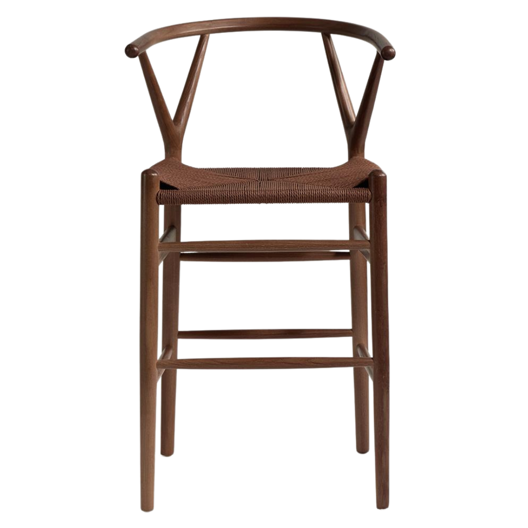 Wish Mid-Century Bar Stool | Wishbone | | Brown Frame | Brown Seat ...