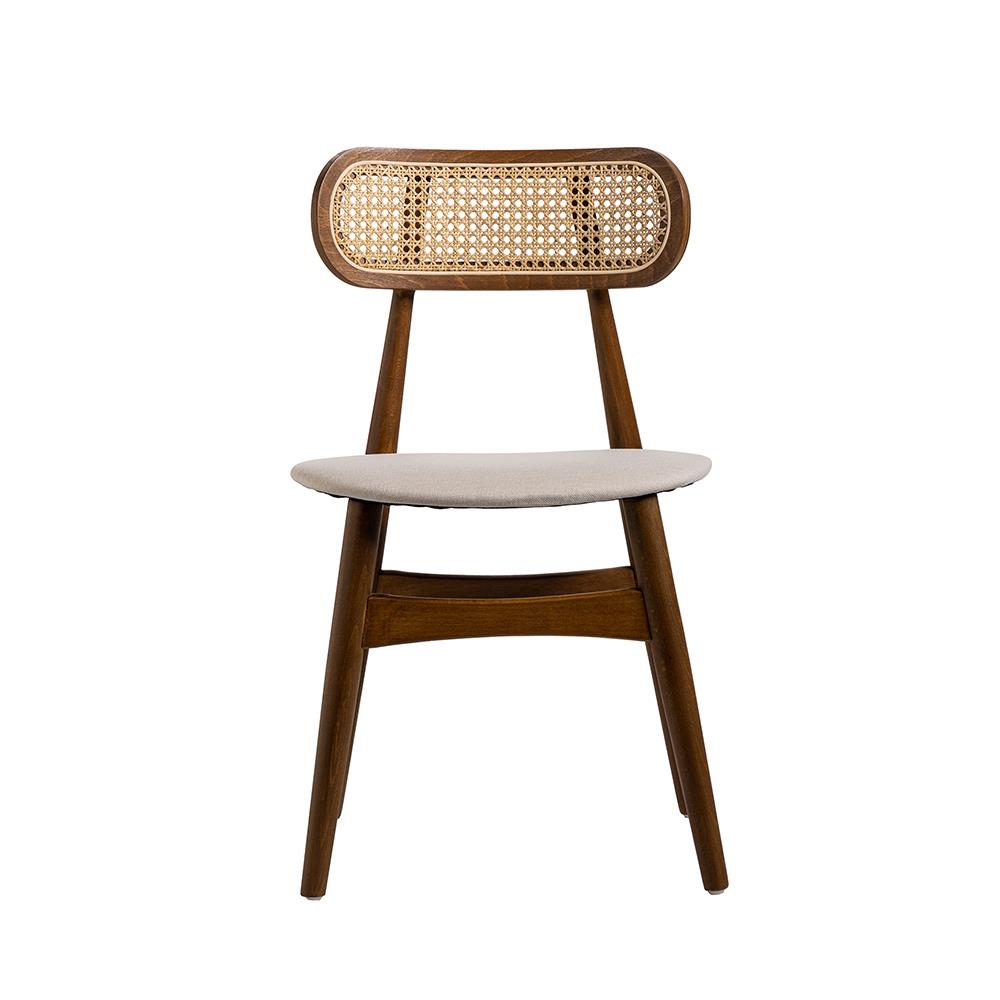 Halas Dining Chair - Natural Fabric Seat - Dark Oak Ash Frame