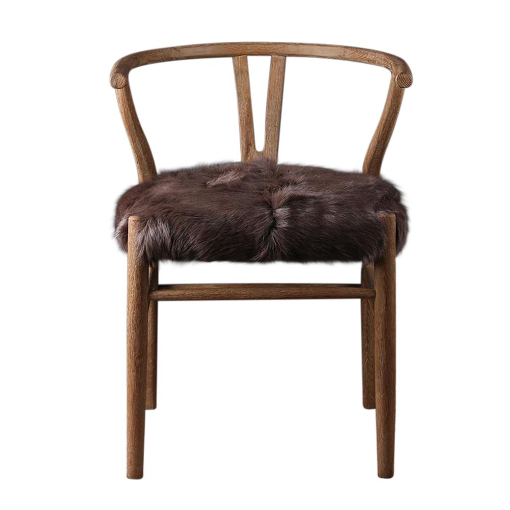 wood chair with fur seat