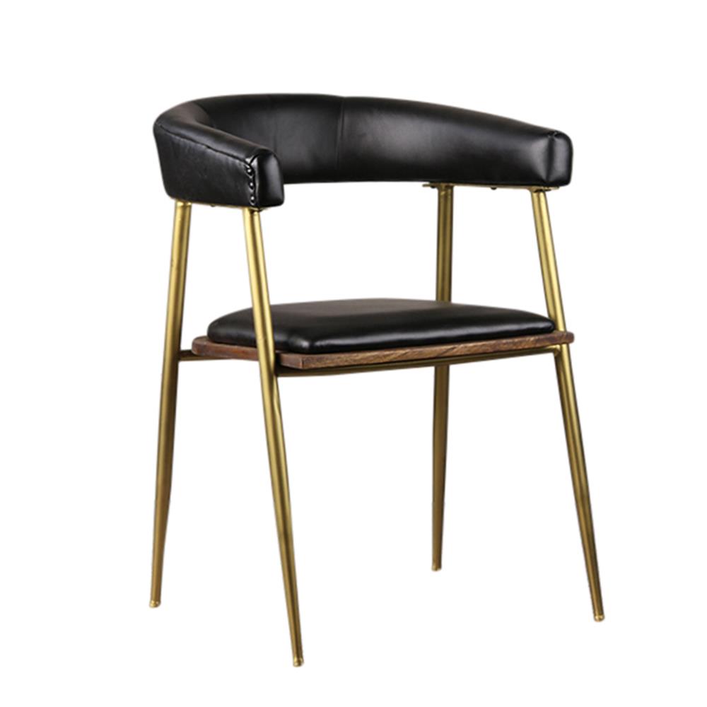 Captain's Accent Chair  - Black Seat - Brass Base