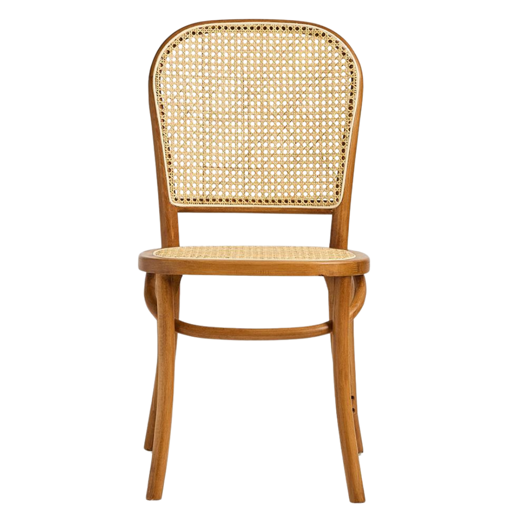 Luca Dining Chair - Natural Rattan Cane Seat - Brown Elm Frame