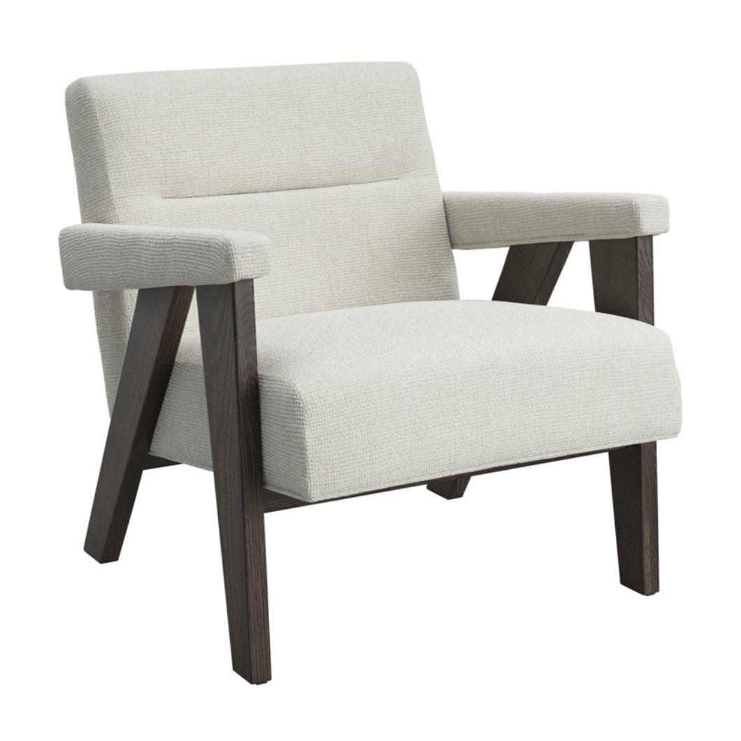 Otis Armchair - Cream Fabric Accent Seat - Brushed Brown Wood Frame