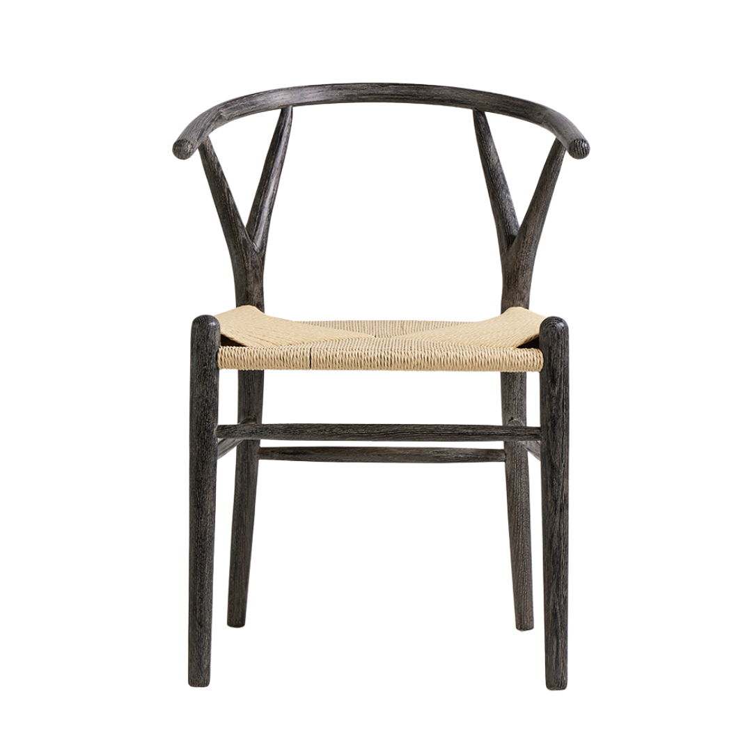 Wish Mid-Century Dining Chair - Brushed Ink Oak Frame - Natural Seat