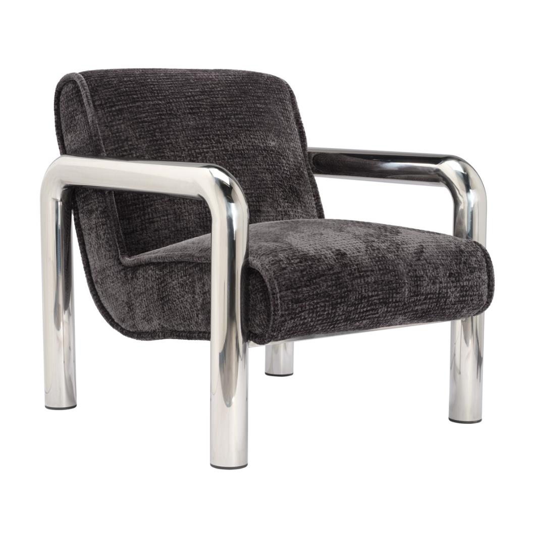 OTI Haider Armchair - Black Textured Seat - Chrome Accent Frame