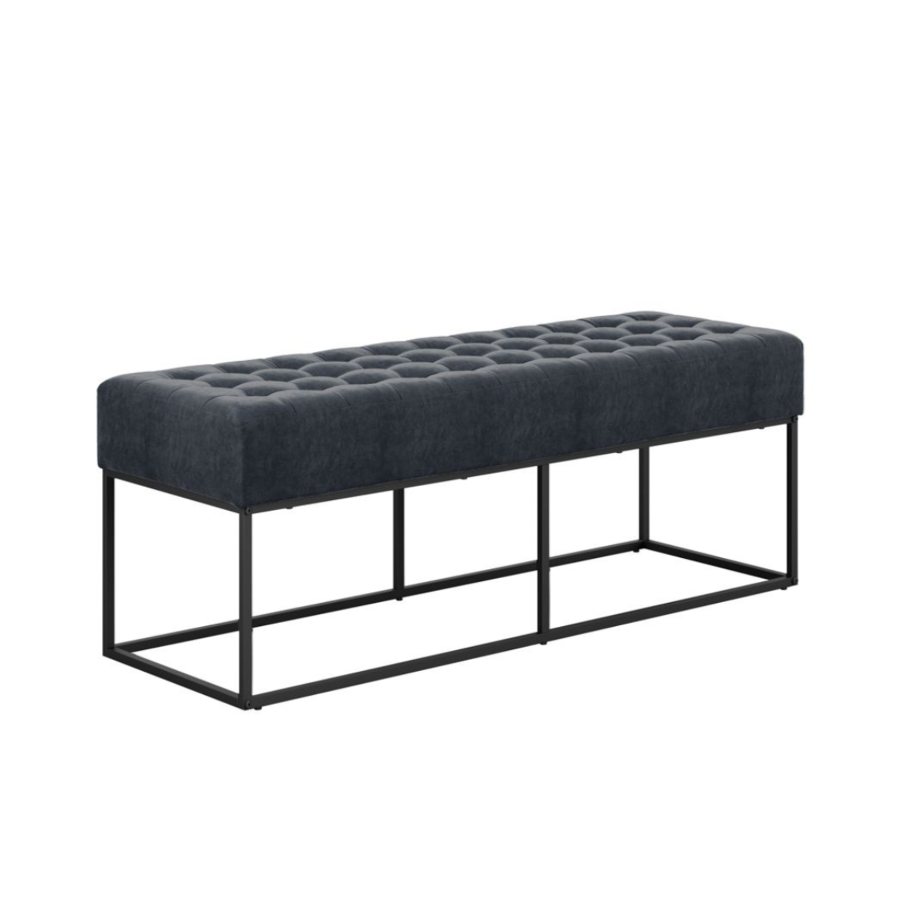 Maverick Ottoman - Grey Chenille Bench Seat - Black Metal Base - 120cm