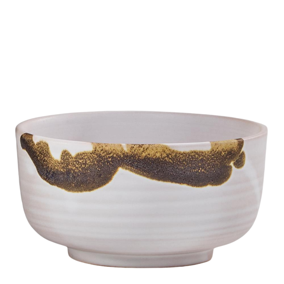 Rustica Dinner Bowl - White with Natural Detail