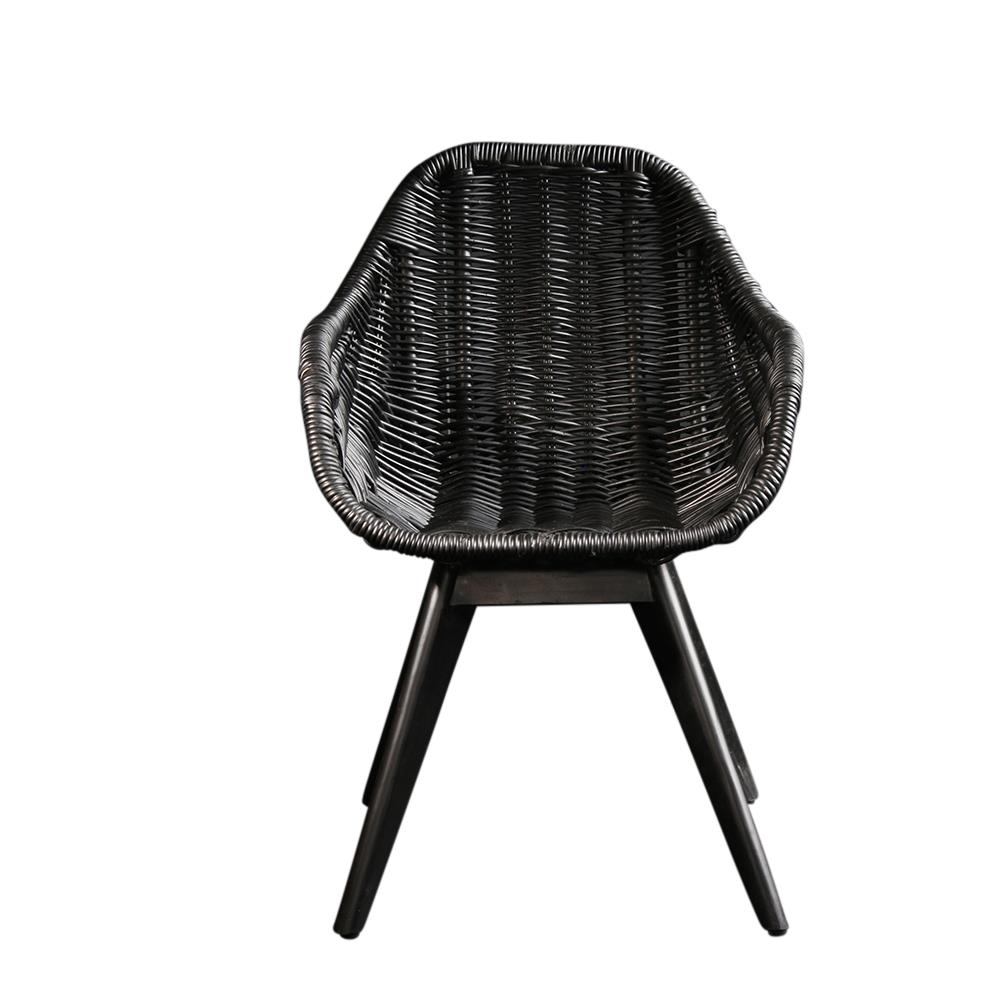 Solo Dining Chair - Black Rattan Seat - Black Base