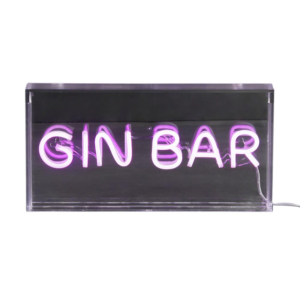 Neon Sign Acrylic Light Box - Pink - Gin Bar