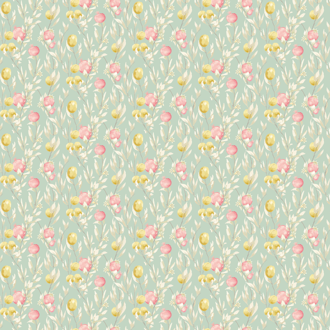 Ohpopsi Wallpaper - Laid Bare - Pomegranate Trail - Seafoam