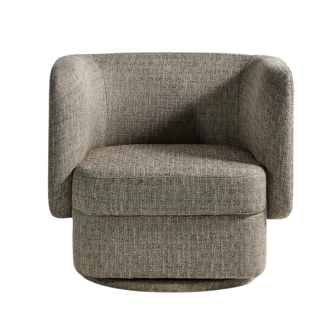 Sacramento Armchair - Swivel Seat - Fully Upholstered Grey Fabric