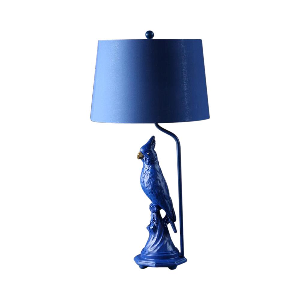 Parrot Table Lamp - Metallic Light Shade - Blue Resin Base - 76cm