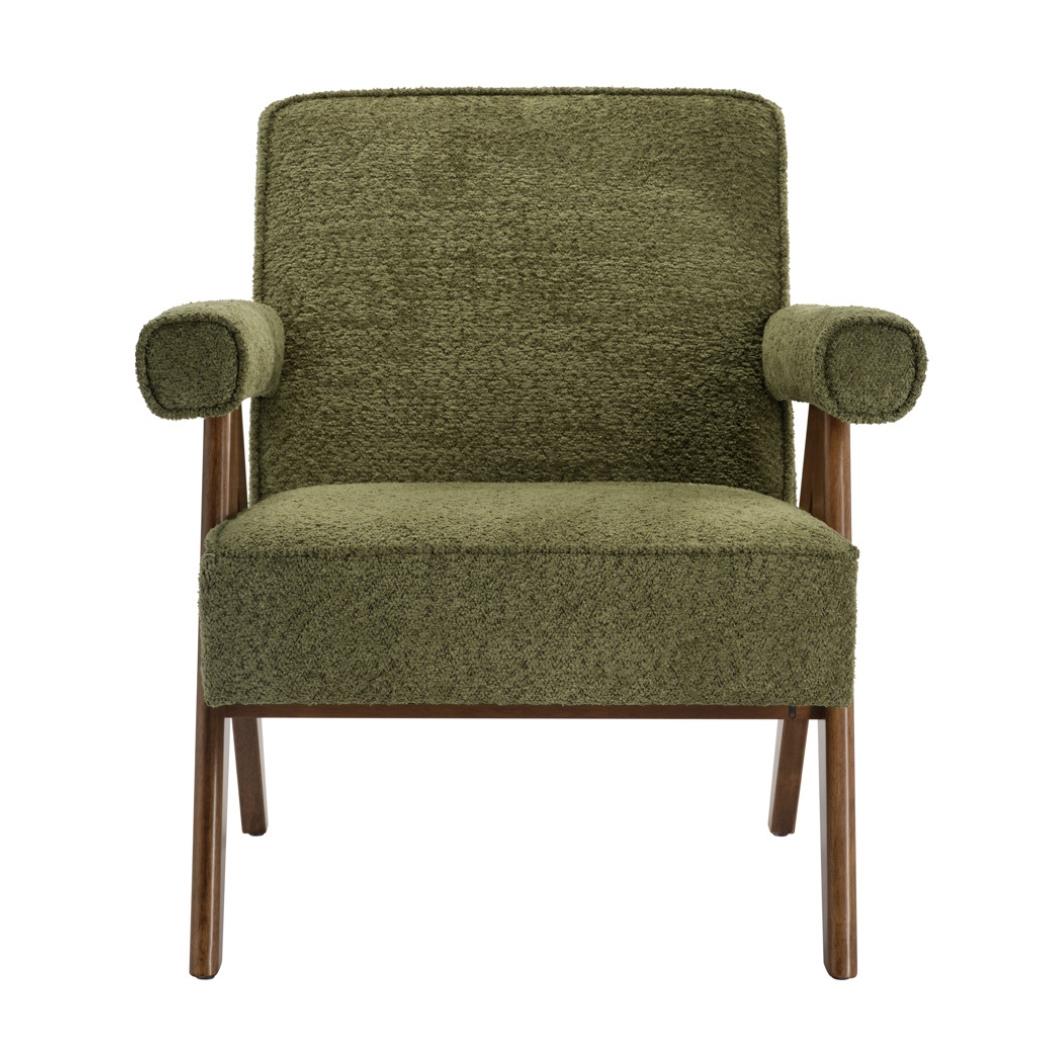 Lorenzo Accent Armchair - Leaf Green Fabric Seat - Wood Frame