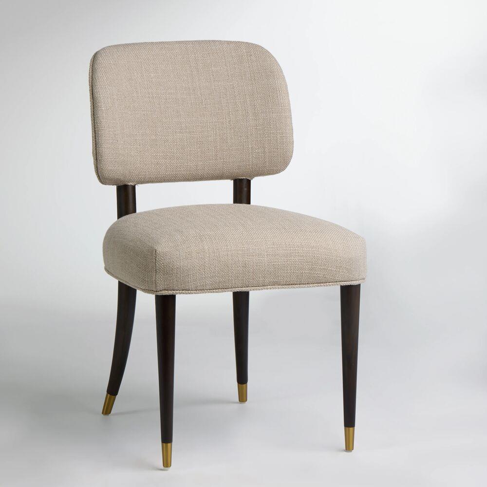 Granada Dining Chair - Light Brown Linen Seat - Solid Dark Oak Frame