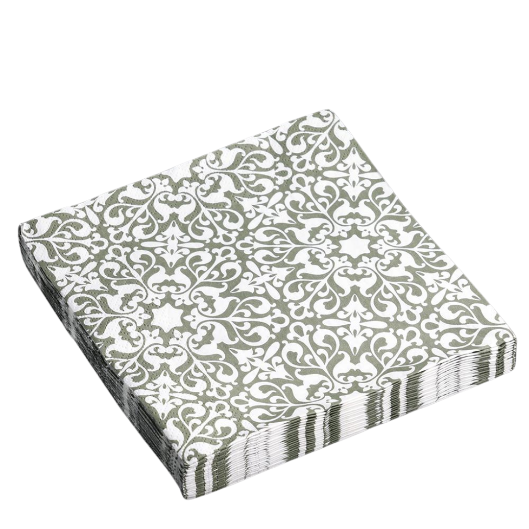 Paper Napkin's - Ornate Olive Patterned Design - 20 pack
