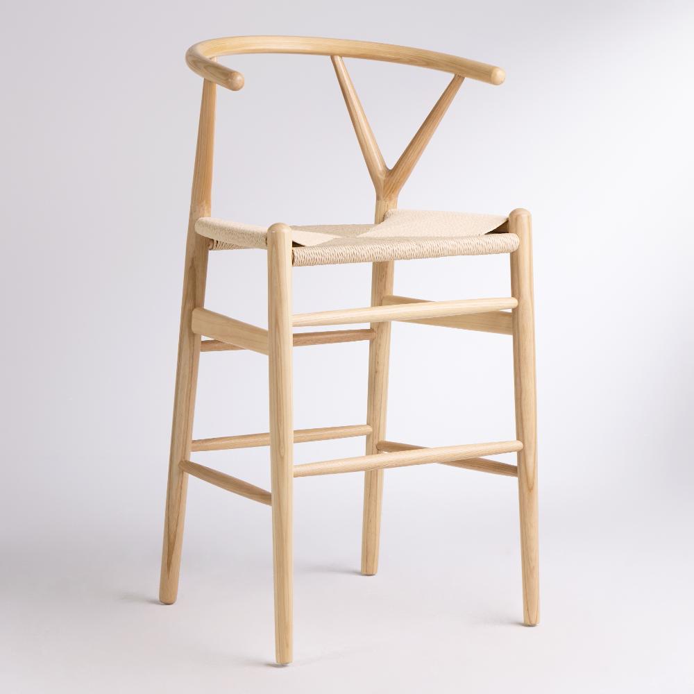Wish Bar Stool - Natural Ash Frame - Natural Seat - 66cm