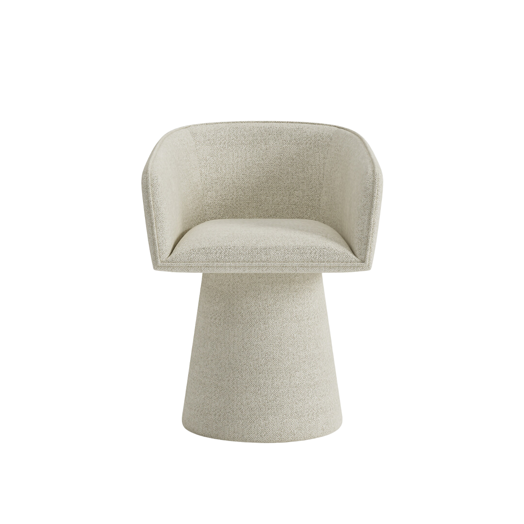 Malibu Dining Chair - Swivel Auto Return Seat - Fully Upholstered Cream Fabric