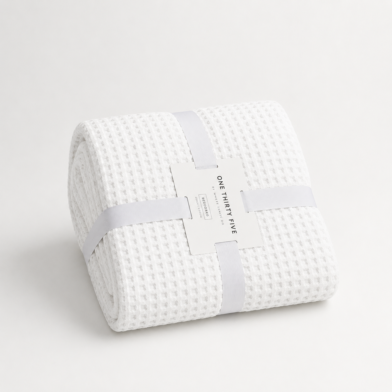 White Waffle Cotton Bedspread - 2.5 x 2.6m Bed Runner