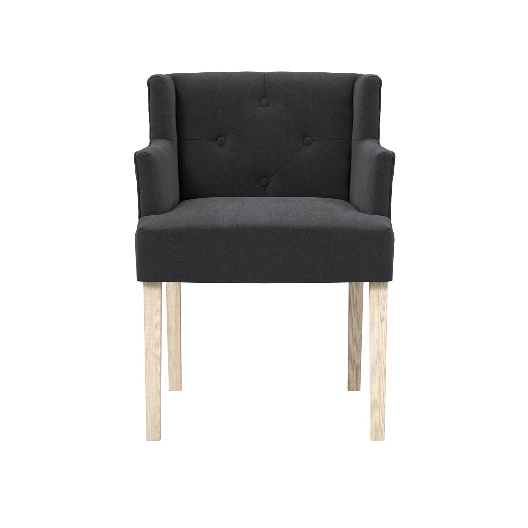 Standish Armchair - Anthracite Natural Fabric Winged Seat - Blonde Rubber Wood