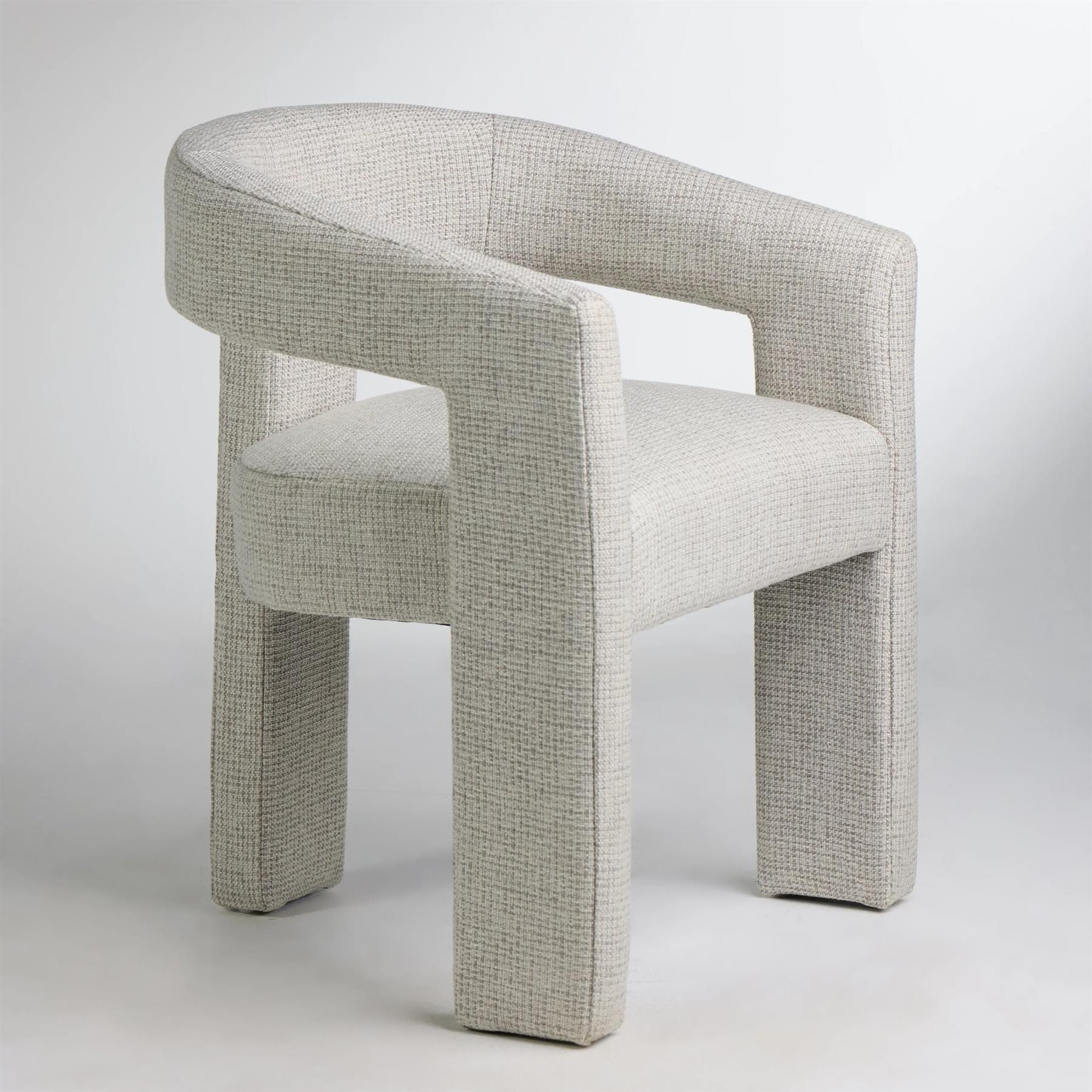 Delmar Armchair - Grey Linen Accent Chair - Three Legged Upholstered Frame