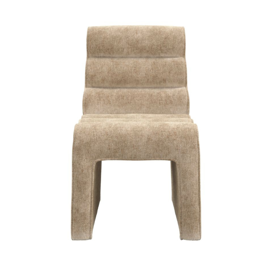 Finn Dining Chair - Honey Velvet Sculptural Ribbed Seat - Fully Upholstered