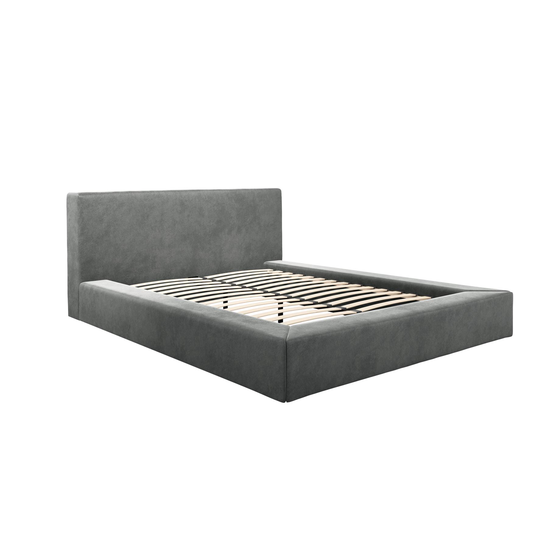 Serenity Double Bed Frame - Dapple Grey Velvet - Low-Profile Extra-Wide Base