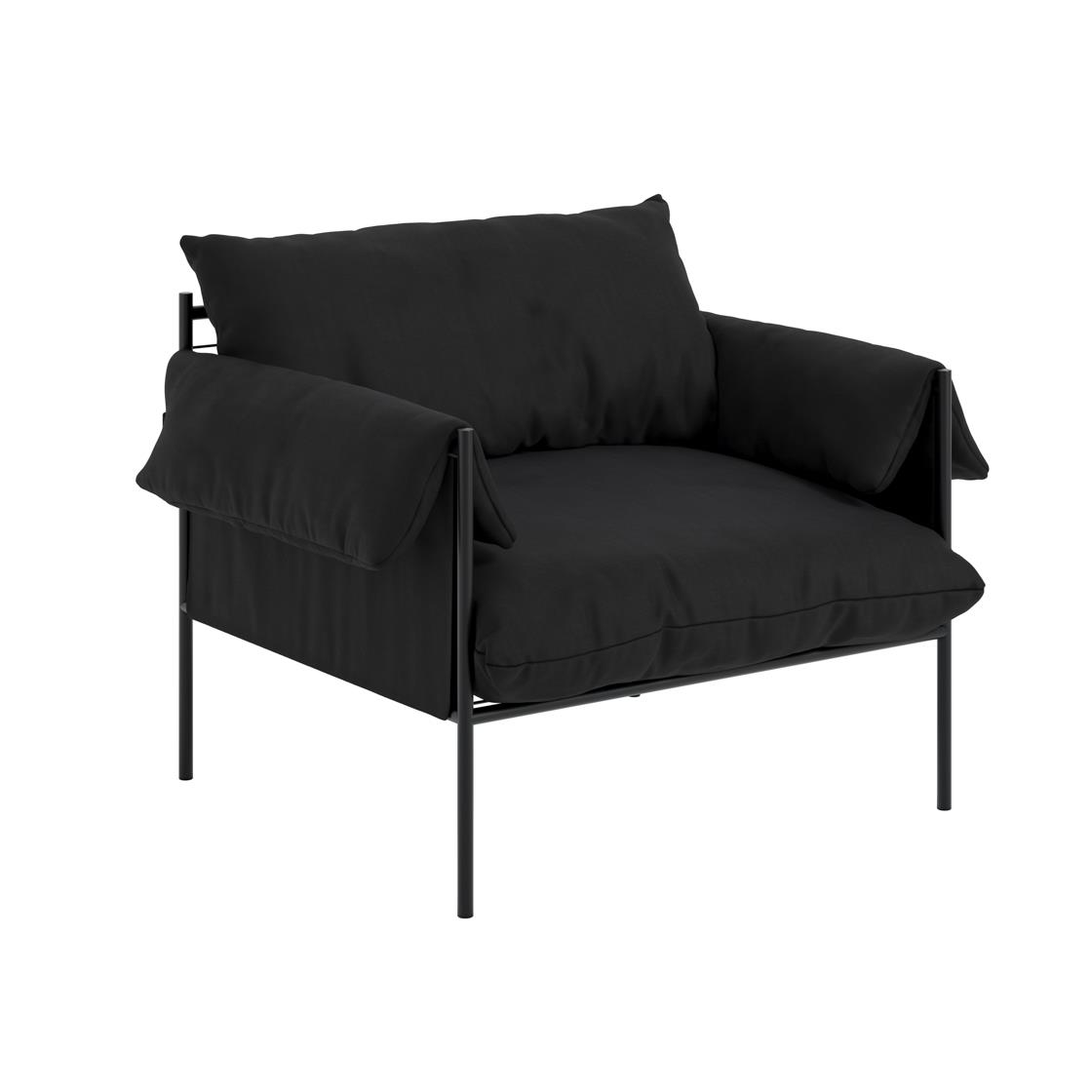Onyx Armchair - Black Fabric Seat - Matte Black Frame