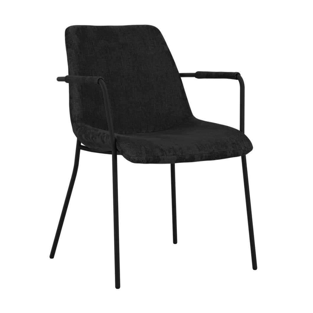 Reese Dining Chair - Black Velvet Seat - Black Armchair Metal Frame - Set of 2