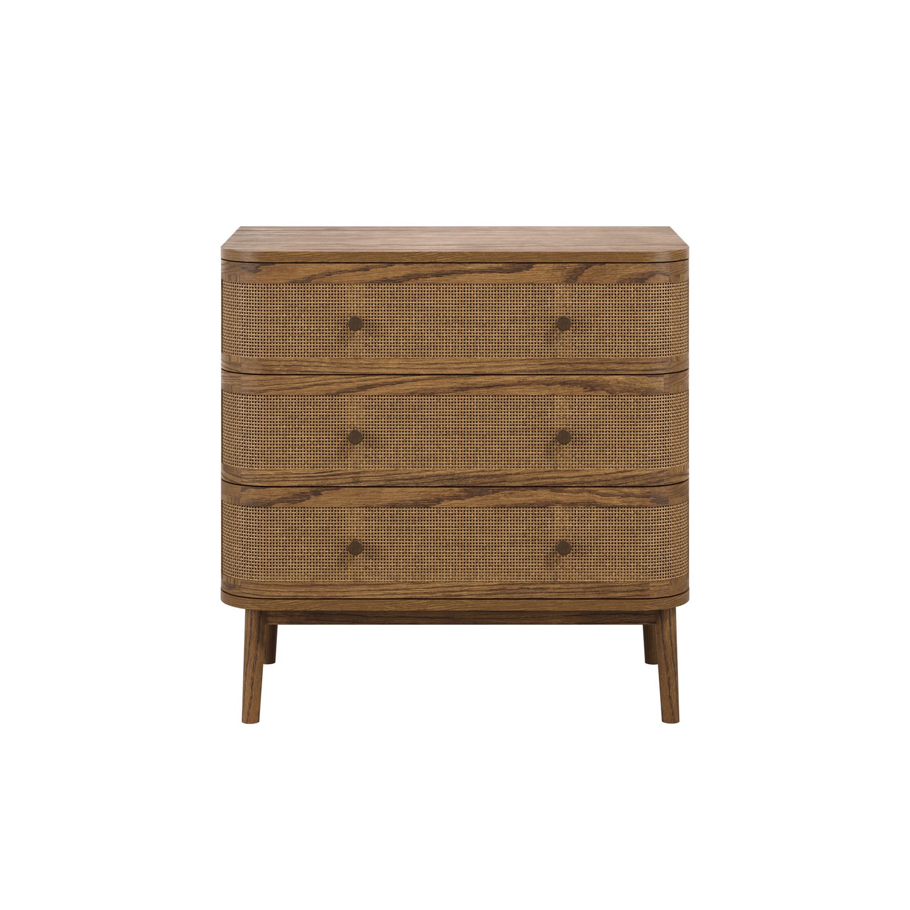 Westbury  Chest Of Drawers - Weaved 3 Large Drawers - Smoked Natural Wood Grain