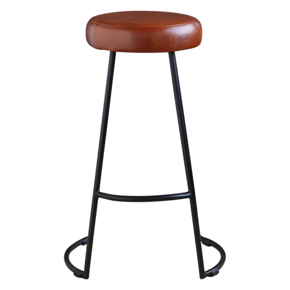 TAPAS Industrial Bar Stool Tan Seat Black base 69cm Overall Height 
