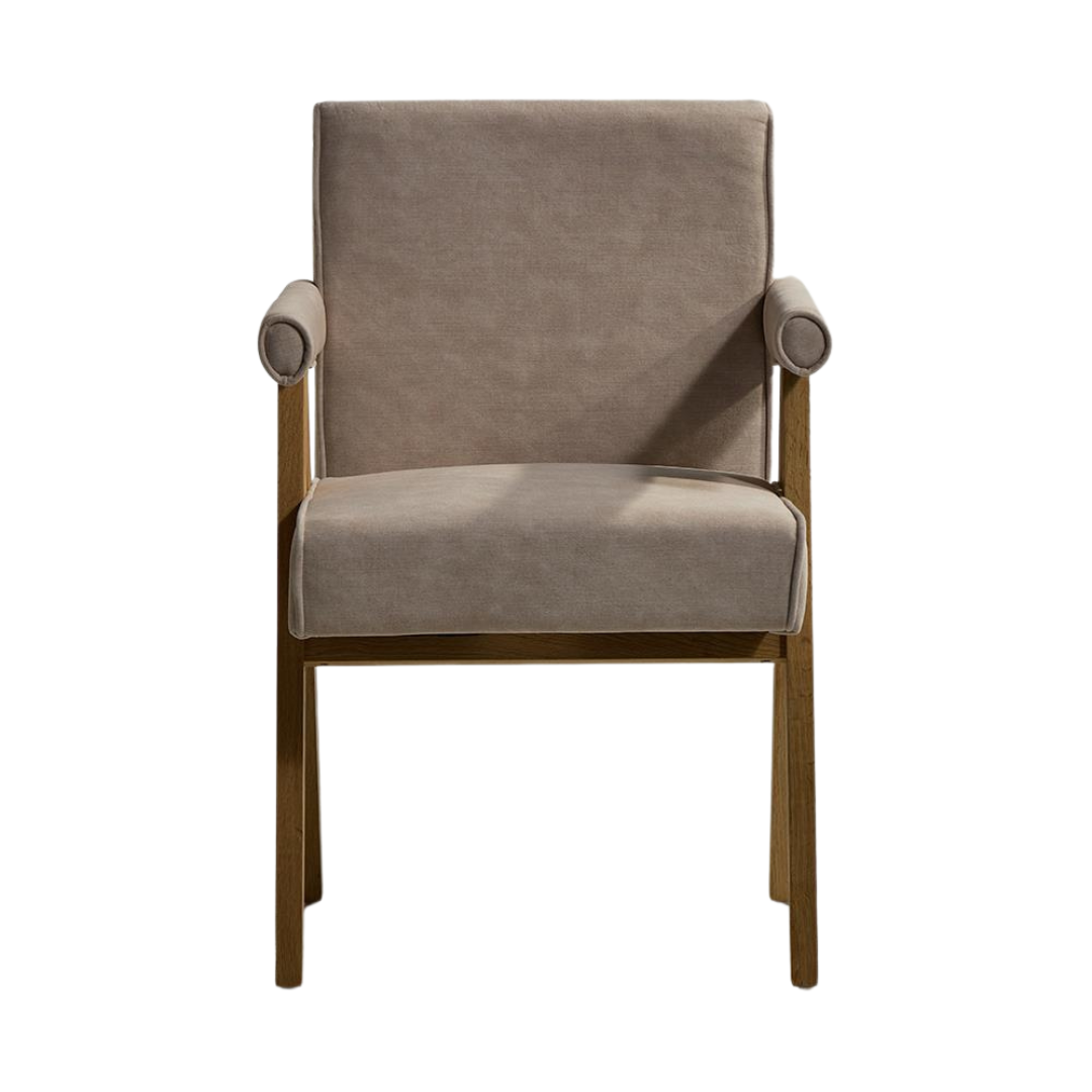 Adagio Inspired Dining Chair - Linen Upholstery Fabric - Brushed Natural Oak Frame