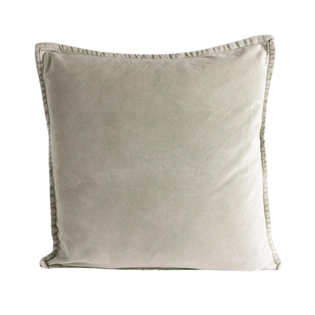 Vester Square Cushion - Stonewashed Green Velvet - Piping Edge - 50 x 50cm